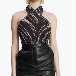 Bardot Silvie Stripe Halter Bodysuit